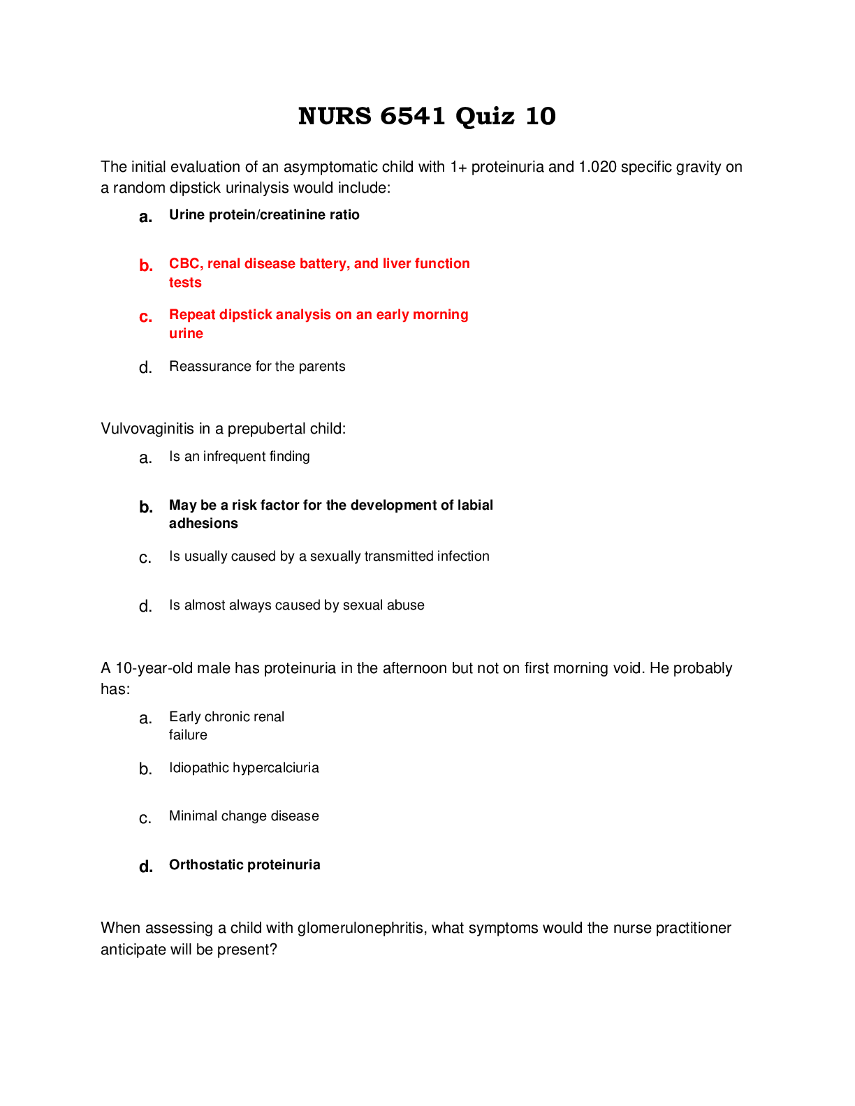 Preview image of NURS 6541 Quiz 10 Completed A document